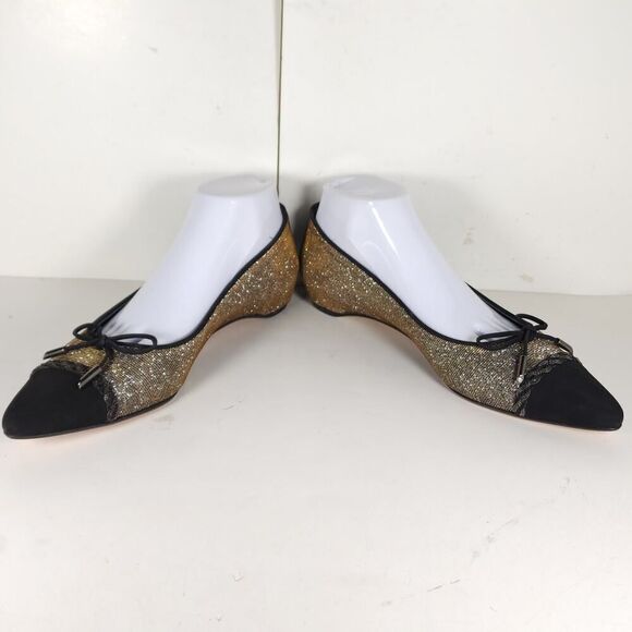 Stuart Weitzman Women's US10M Black Metallic Iridescent Glitter Ballet Flats - Picture 6 of 16